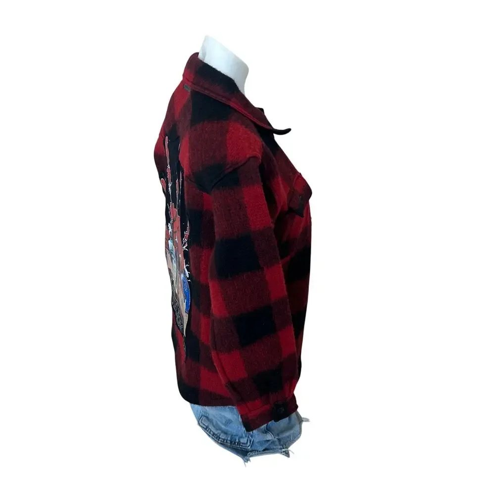 Native American Plaid Flannel Shirt XS Petite Fleece Indigenous Unique Kids 12 - Picture 3 of 6